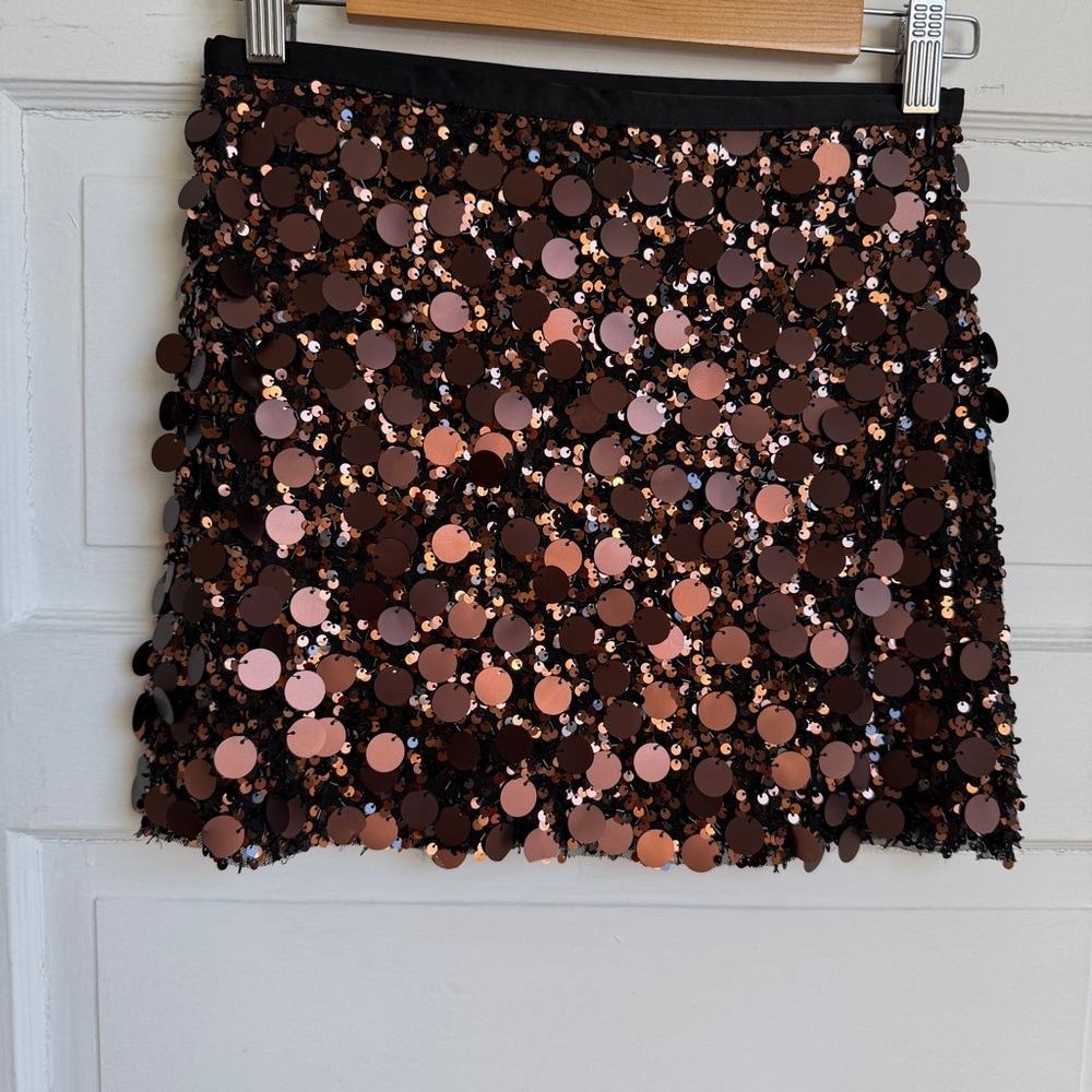 Zara Brown & Black Sequin Beaded Mini Skirt XS NWT Festival Concert Party Glam - Picture 11 of 13